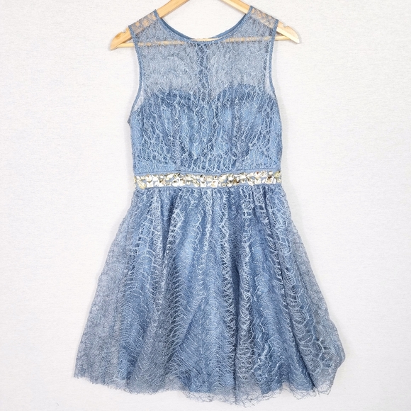 Nicole Miller Dresses & Skirts - Nicole Miller Crystal Jewel Lace Fit Flare Dress